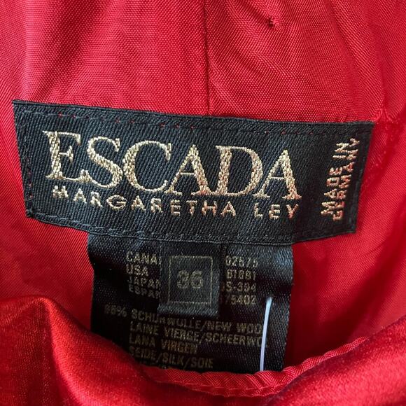 Vintage Escada Margaretha Ley Sleeveless Red Blouse Top Silk Wool Medium EU 36 - Picture 4 of 10